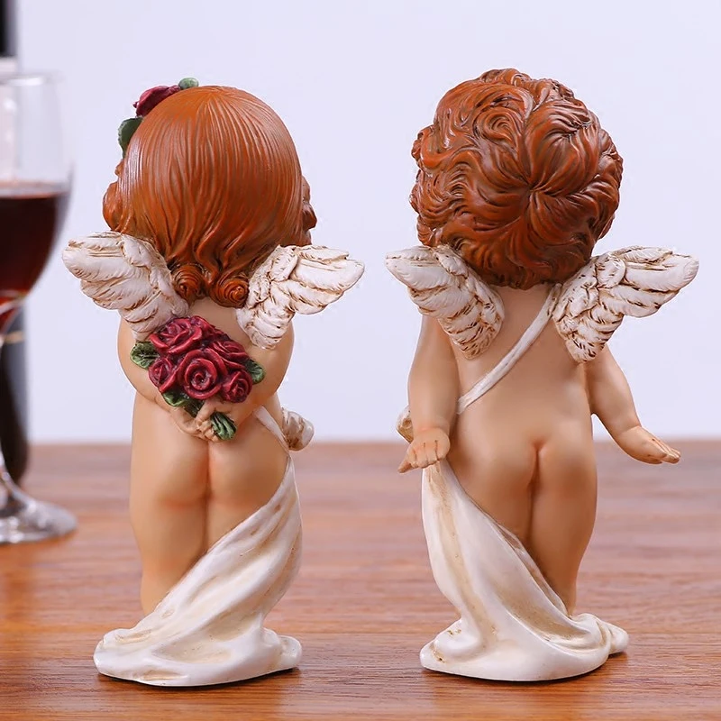 

Beautiful Cupid Sculpture Little Angel Statue Resin Art&Craft Home Decoration Art Collection Wedding Birthday Gift L3229