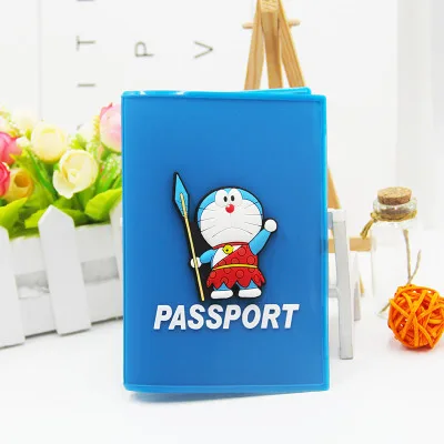 Blue Passport Cover CAJIFUCO, Обложка для паспорта, мультяшная, ПВХ, карамельный цвет, держатель для паспорта, для женщин и мужчин, чехол для паспорта, силиконовый, держатель для карт - Цвет: Blue Passport Cover