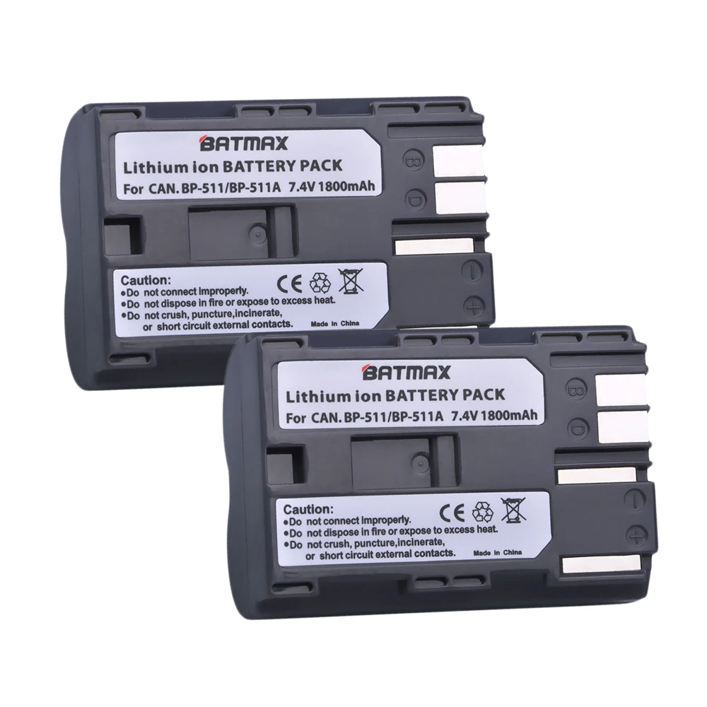 2 шт. аккумулятор для цифровой камеры Canon G6 G5 G3 G2 G1 EOS 300D 50D 40D 30D 20D 5D MV300i|bp-511a battery|battery