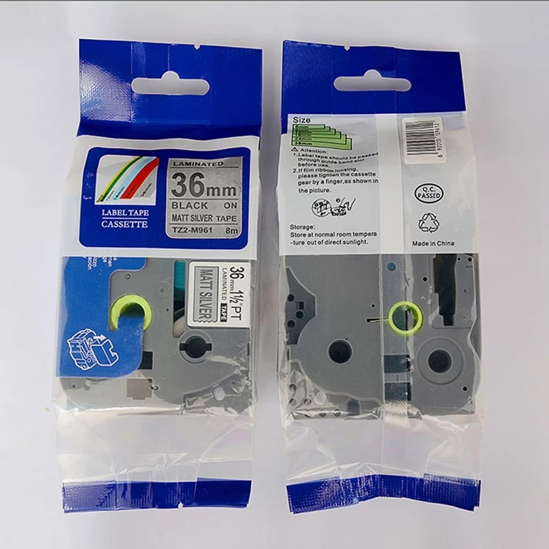 5 paquetes 36mm TZe-M961 negro en plata mate TZ-M961 cintas de etiquetas compatibles para impresoras de etiquetas PT