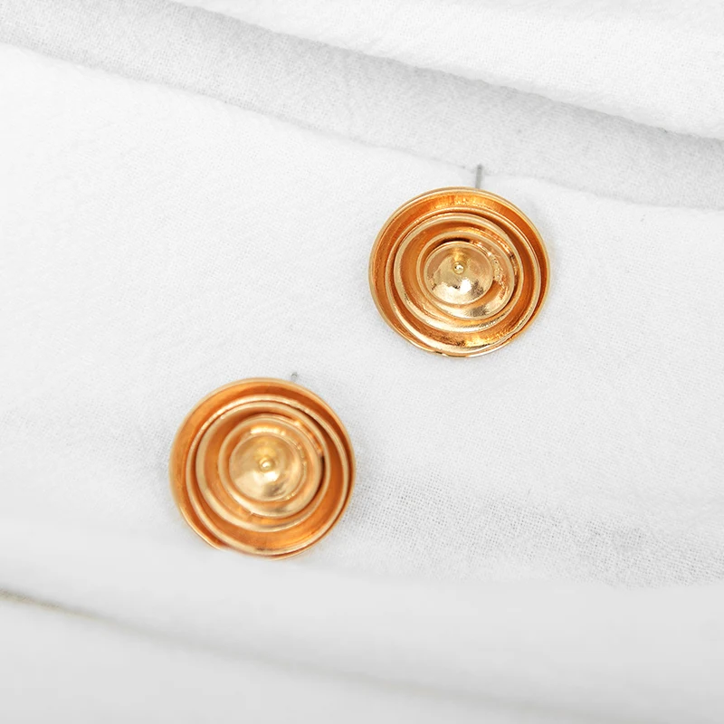 Wild&Free Special Gift Gold Color Stud Earrings For Women Statement India Jewelry Layered Round Earrings Accessories Wholesale