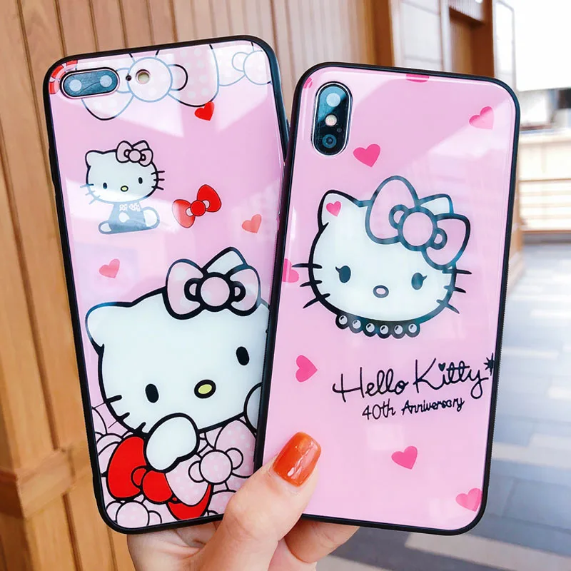 JiBan новый мультфильм Стекло корпуса мобильного чехол для телефона iPhone 6 S 7 8 Plus X