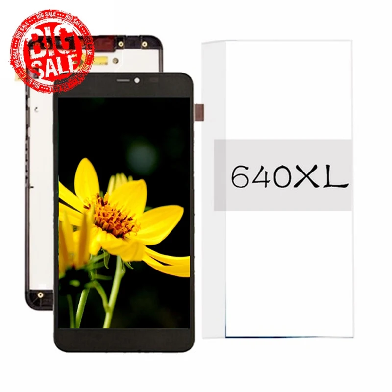 Высококачественный тестированный дисплей 5,7" LCD для NOKIA Lumia 640 XL с сенсорным экраном и сборкой цифрового модуля, включая рамку.