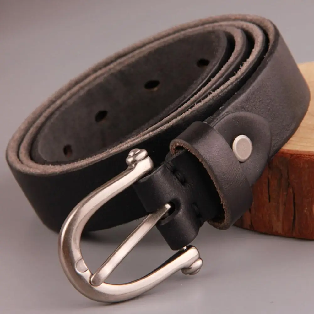 CUKUP Top Quality Smooth Solid Cow Skin Leather Belts for Lady Alloy Pin Buckle Metal Belt Retro Styles Accessories 2.8cm NCK463