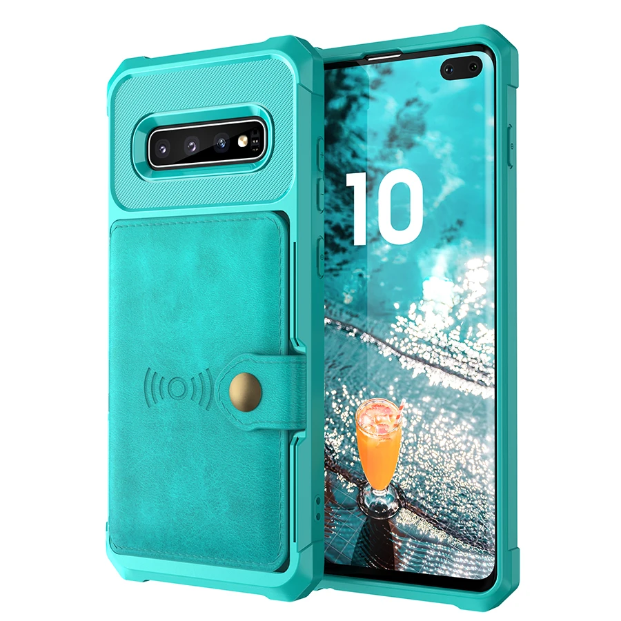 Light blue Делюкс многофункциональный кожаный бумажник чехол для samsung Galaxy S10 плюс S10e держатель для карт Гибридный Силиконовый бампер чехол на заднюю панель - Цвет: Light blue