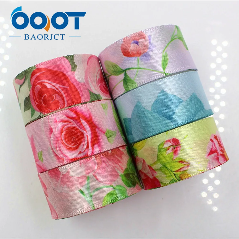 OOOT BAORJCT 1711141 атласные ленты с цветами 25 мм 10 ярдов для шитья свадебные аксессуары