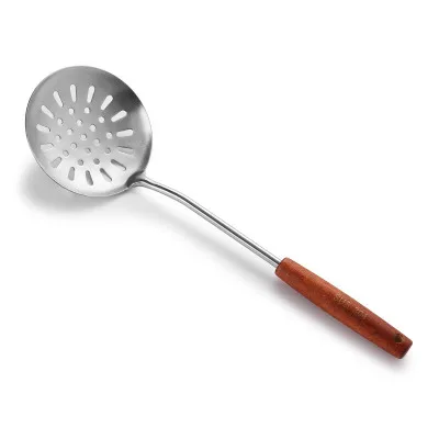 Slotted Spoon Кухонные инструменты из нержавеющей стали с длинной деревянной ручкой, набор кухонных принадлежностей, лопатка, ложка, дуршлаг, лопатка, кухонная посуда - Цвет: Slotted Spoon