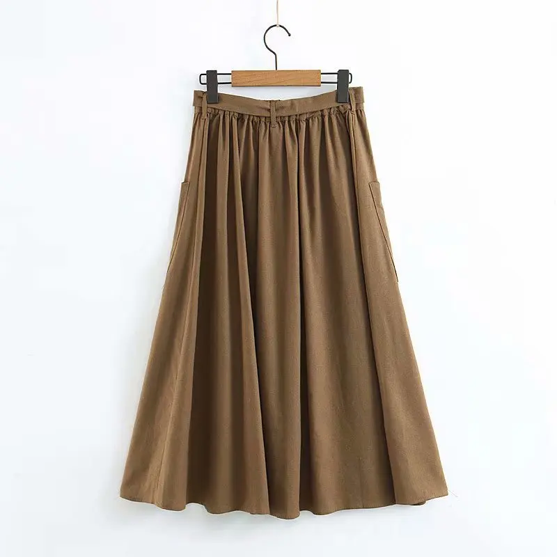 Popular new XQ8-48-9363 European and American fashion linen skirt | Женская одежда
