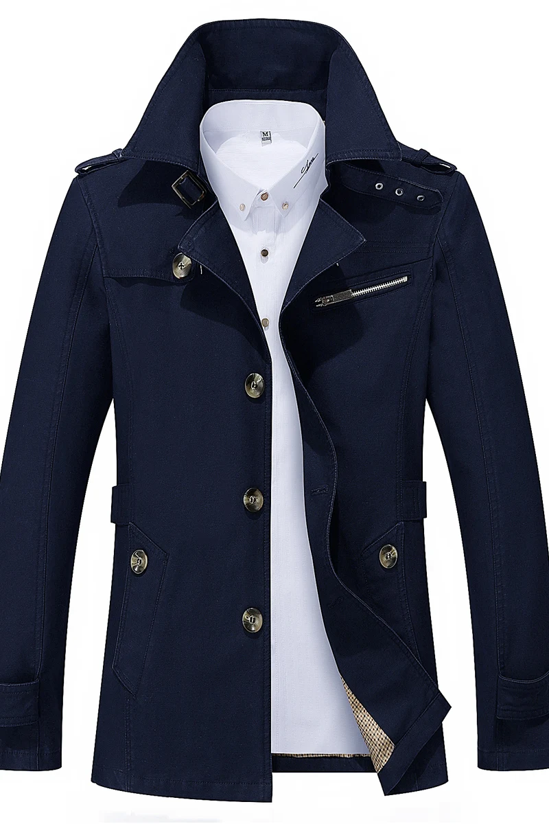 Мужские ветровки повседневный Тренч приталенное Брендовое пальто деловое