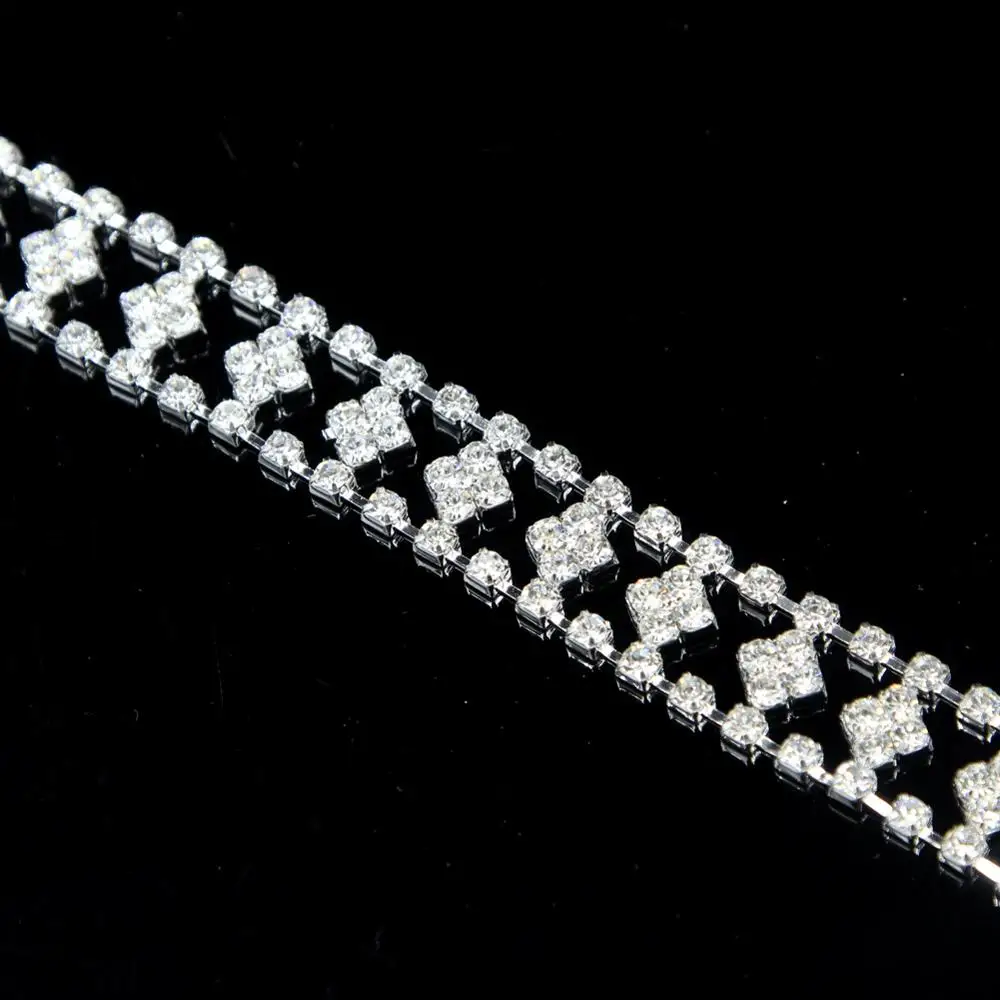 

5Yards High Quality Clear Crystal Diamante Rhinestone Trim Chain Ribbon Bridal Wedding