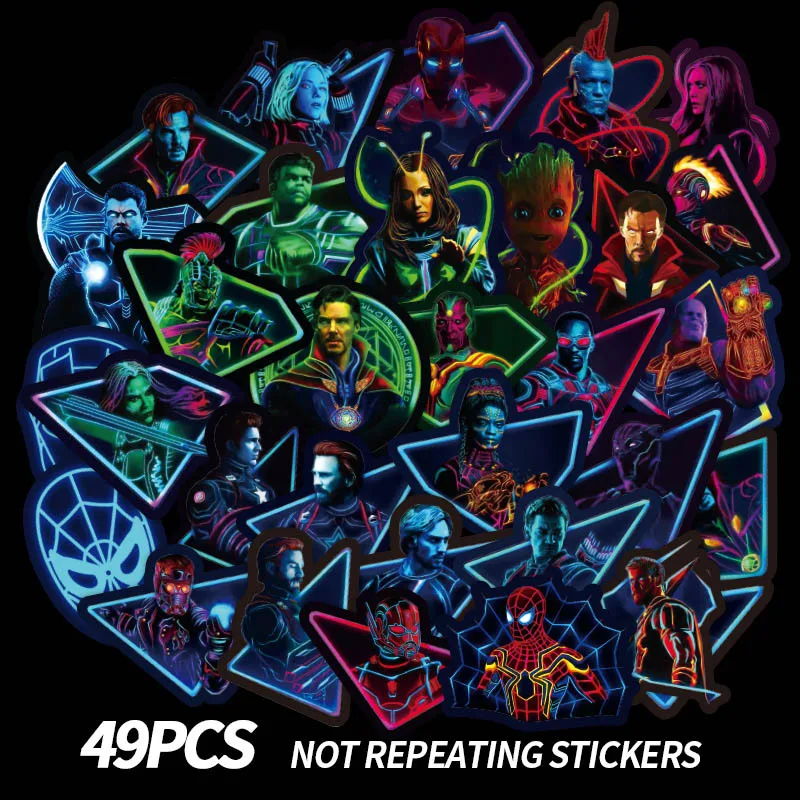 49pcs Супер герой наклейки Marvel игрушки скейтборд мотоцикл багаж наклейки для Ноутбука Набор ПВХ водонепроницаемый Человек-паук Ironman Pegatinas - Цвет: 49pcs