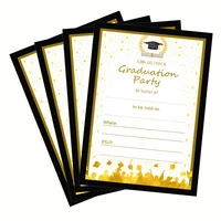 black gold graduation grade party paper invitations cards congrats grad party use invitation card