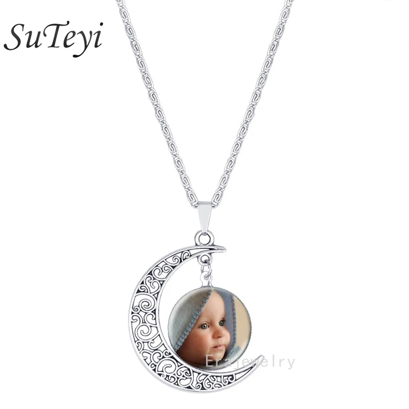 Персонализированное ожерелье с кулоном для фотографий Детские лунные ожерелья