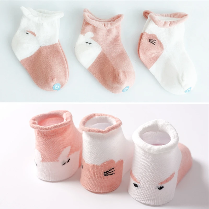 Детские носки 3 пары хлопковые сетчатые для детей летние тонкие до щиколотки