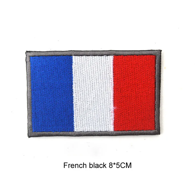 french black Европейский Флаг патч тактический боевой дух нашивка эмблема крюк петля армии вышивка значок боевой дух рюкзаки вышитые заплатки, аппликации - Цвет: french black