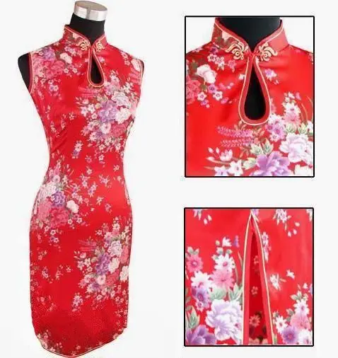 Новинка черное китайское женское шелковое мини-платье с лямкой на шее Cheongsam Qipao