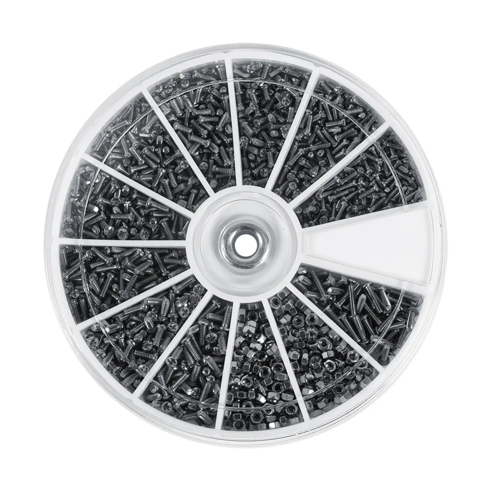 

1 Set (600pcs) 12 Kinds of Small Screws Nuts Assortment Kit M1 M1.2 M1.4 M1.6 for Watches Glassess