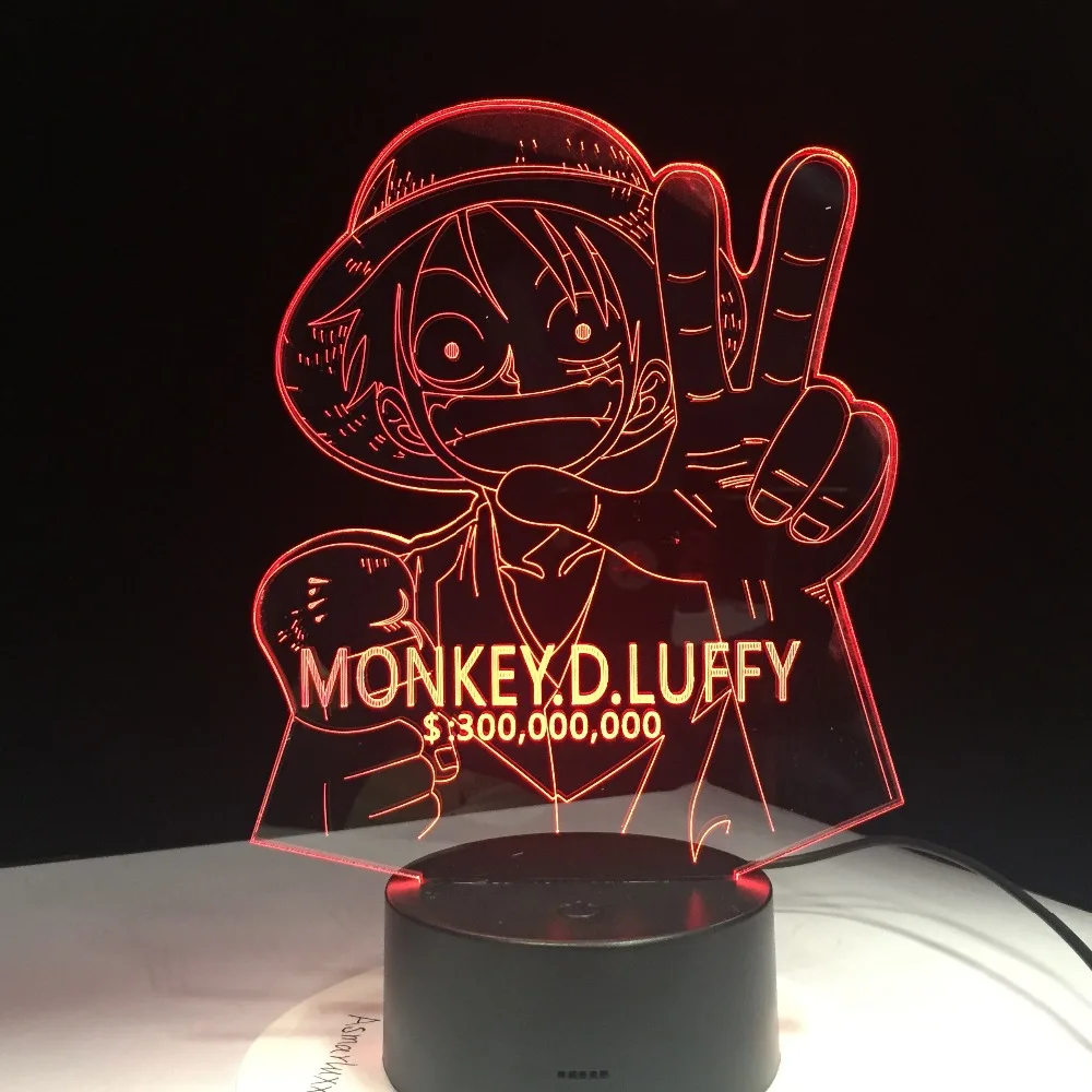 Обезьянка д. Luffy 3D светодиодный сенсорный переключатель ночной Светильник