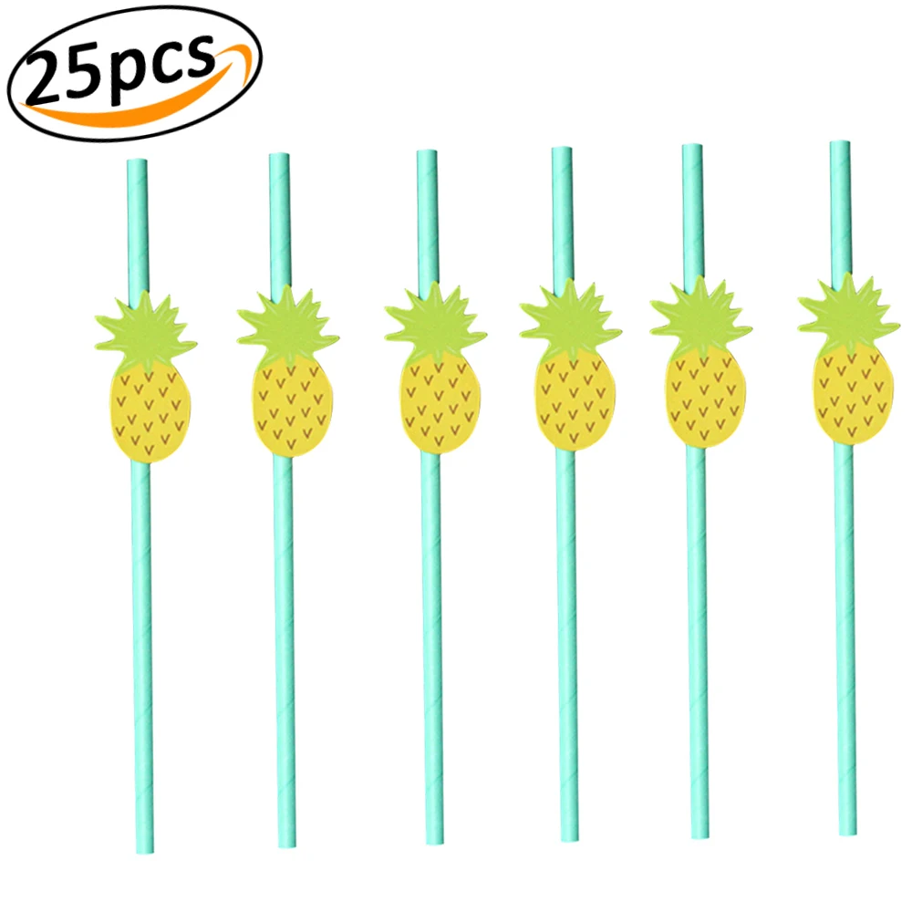 

Paper Straws Disposable Biodegradable Cartoon Decorative Flamingo Strawberry Pineapple Lemon Paper Drinking Straw for Birthday P