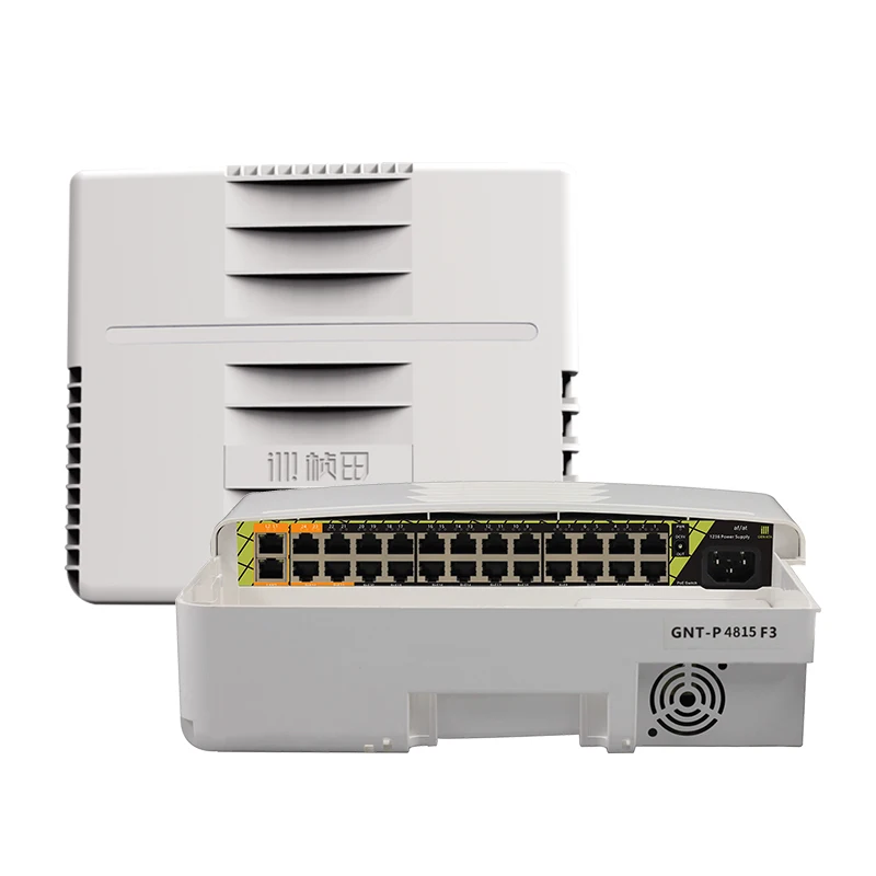 Открытый водонепроницаемый гигабитный Ethernet PoE коммутатор 24 порта с волокном для