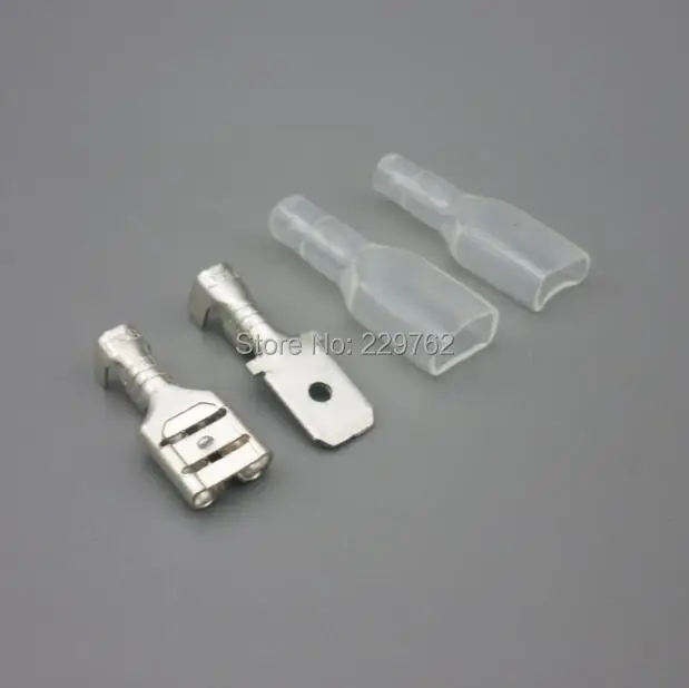 

shhworldsea Free Shipping 500Sets 6.3mm car splices wire terminal Insulated Crimp Wire Terminal Male Spade Connector+ Case