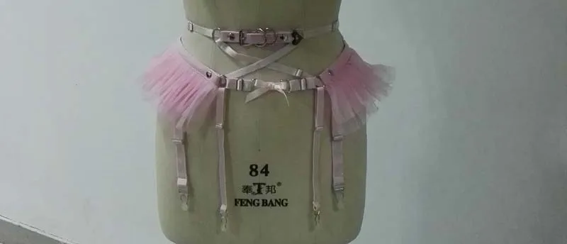 Pink Garter Женский корсет ручной работы в стиле панк, готика, Лолита, кружево, Harajuku Cincher, эластичный пояс на талии, корсет под грудь, пояс для тела, клетка для скульптуры, жгут - Цвет: Pink Garter