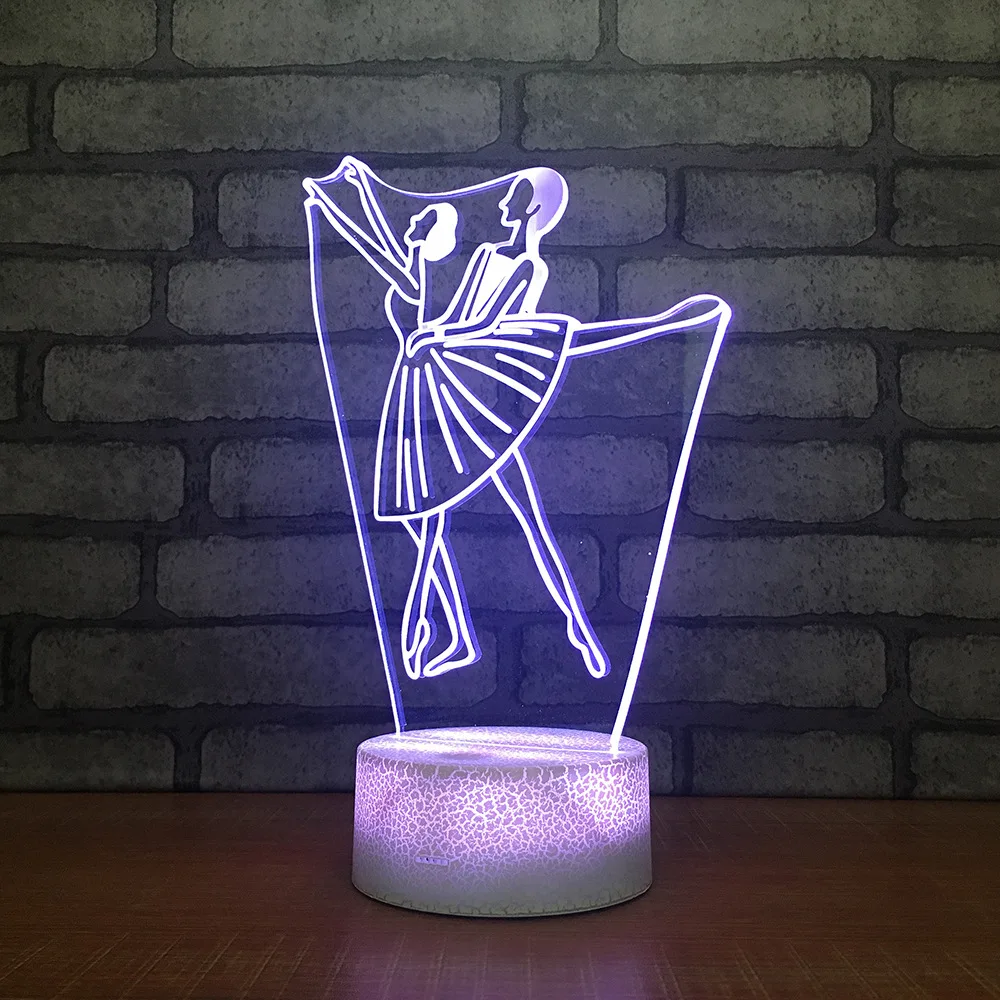 Couple Ballet Dancer 3D LED RGB Night Light 7 Color Change Desk Action Figures 226 Boys Girls Christmas Toys | Игрушки и хобби