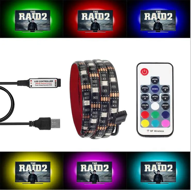 DC 5V 1M 2M 3M 4M 5M 5050 SMD RGB USB кабель Светодиодная лента 3 ключа/24Key IR/17key RF дистанционное