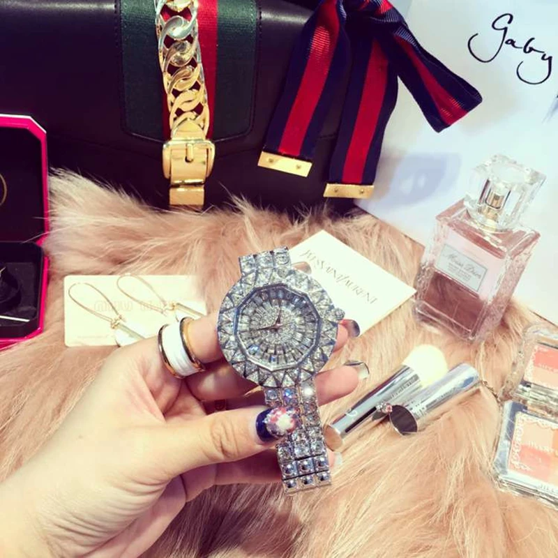 Новый стиль 2017! Высококачественные женские часы Роскошные наручные стразы