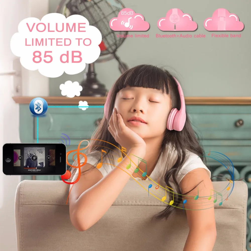 JINSERTA, Bluetooth наушники, портативные детские наушники с микрофоном, Складная регулируемая повязка на голову, гарнитура для детей, рождественские подарки