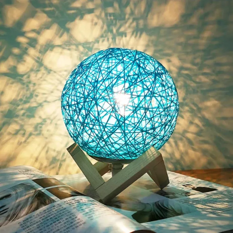 3D Светодиодная лампа из ротанга с лунным шаром ночник USB мощность диммируемая для