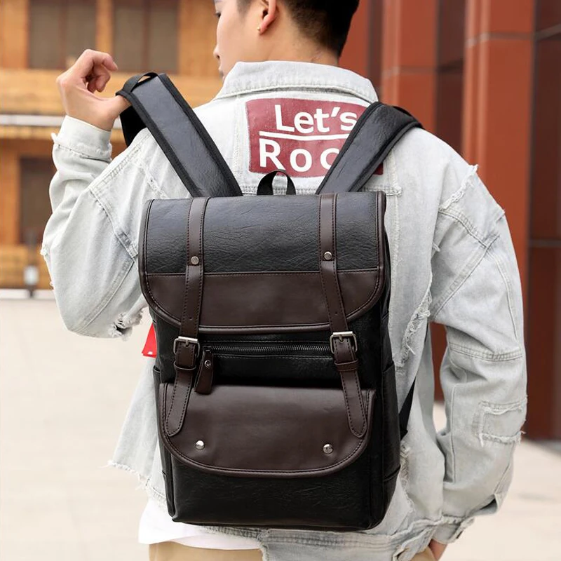 Высокое качество мужской рюкзак сумки повседневный из искусственной кожи Mochila