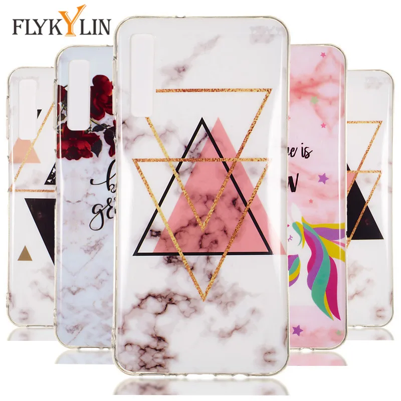 FLYKYLIN Soft TPU Case on For Coque Samsung Galaxy A7 2018 Silicone Marble Cover Funda A9 Phone Capa |