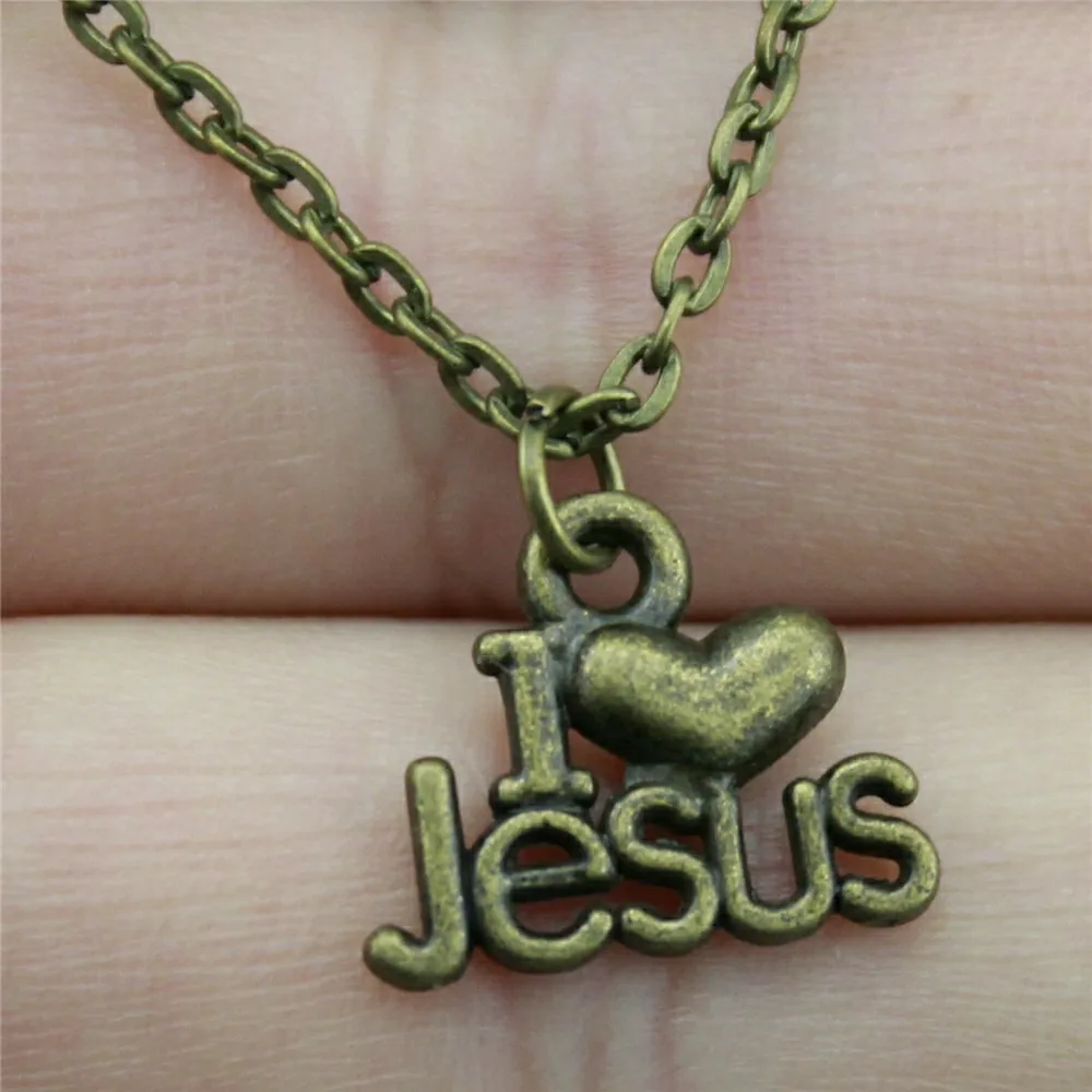 15x13 мм Ожерелье I Heart Jesus Подвеска для женщин ожерелье ювелирная цепочка модная 2