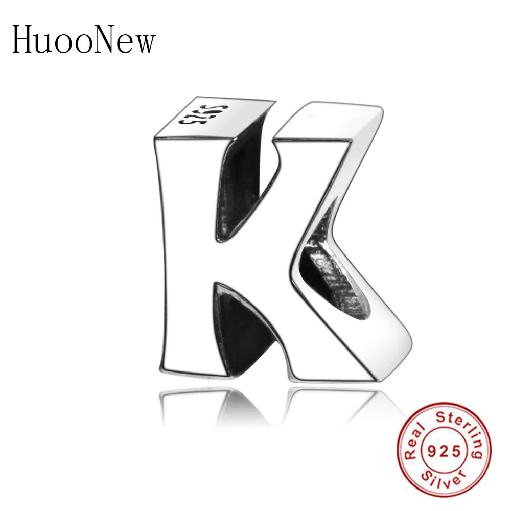 Letter K Подходит к оригинальному браслету Pandora, 925 пробы, серебро, начальная буква алфавита, A-Z, бусины, изготовление ювелирных изделий, Berloque Kralen - Цвет: Letter K
