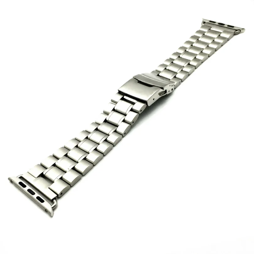 Solid Link Watch Band Strap Stainless Steel Luxury Bracelet Adjustable For Apple iWatch 38mm 42mm And Adapter Watchbands