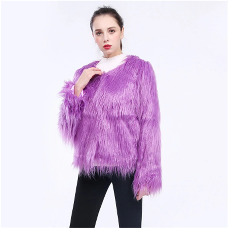 new autumn winter women's large size fur coat loose faux Fur Coats warm fake fur Outerwear female fur jackrts J910