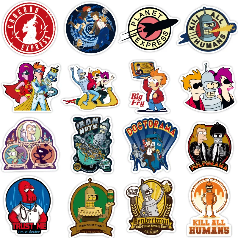 74 шт. Futurama мультфильм детские игрушки стикер s набор игрушка наклейка для багажа Скейтборд ноутбук мотоцикл ПВХ стикер F5