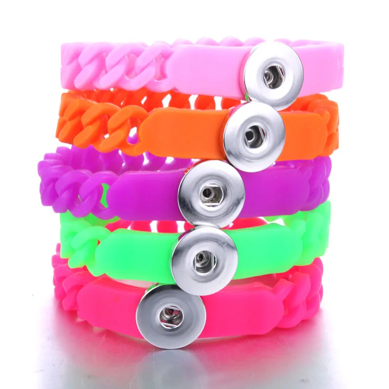 New Elasticity Rubber Snap Bracelet for Women Colorful Silica Gel Bracelets &amp Bangles Fit 18mm 20mm Button Jewelry | Украшения и