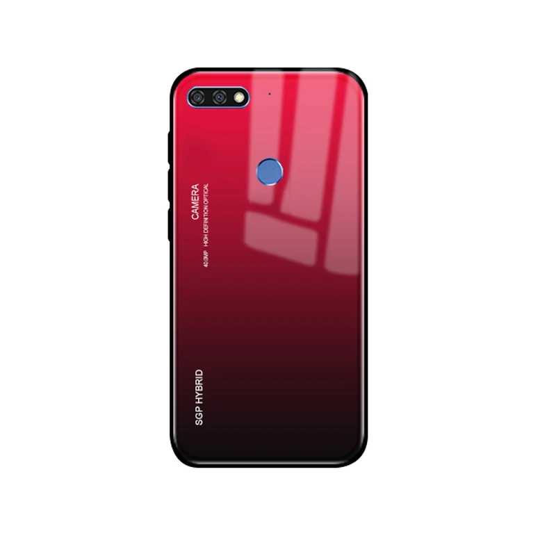 Gradient Red Градиентный чехол из закаленного стекла для Honor 7C, чехлы для Huawei Honor 7X 7A 7C Pro X7 C7 A7 Pro 7 A C X 7Apro 7 cpro, защитный чехол - Цвет: Gradient Red