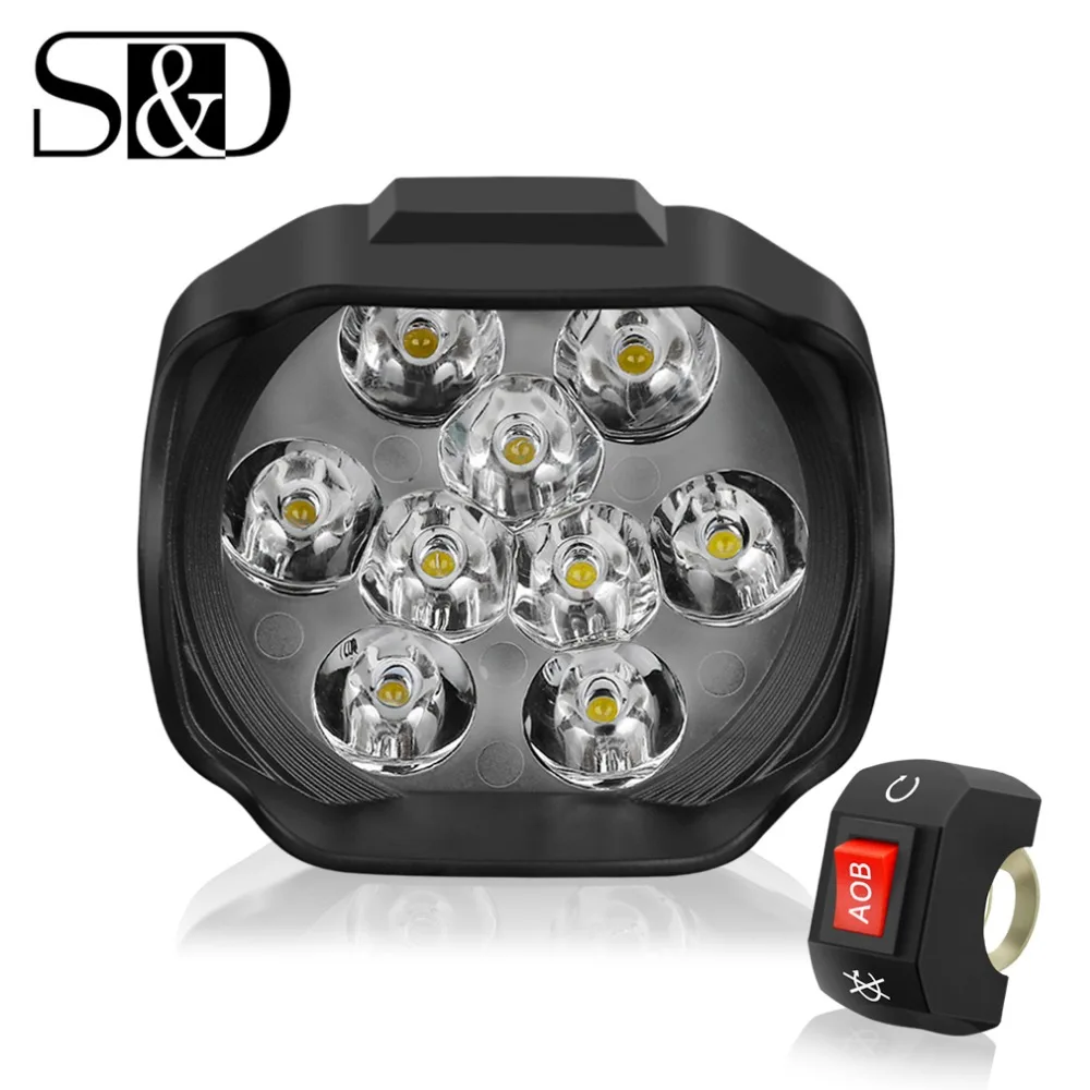 S &amp D светодиодная фара для мотоцикла 27 Вт 9SMD противотуманные фары DRL вождения 6000k