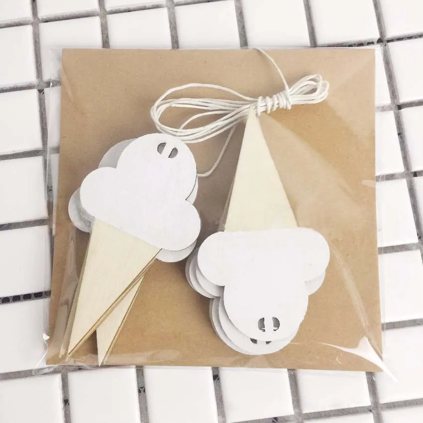 White Ice Cream 10 шт./лот INS мороженое деревянная подвеска DIY подвесная занавеска детская комната украшение Деревянный баннер для вечеринки в честь Дня Рождения Настенный декор - Цвет: White Ice Cream
