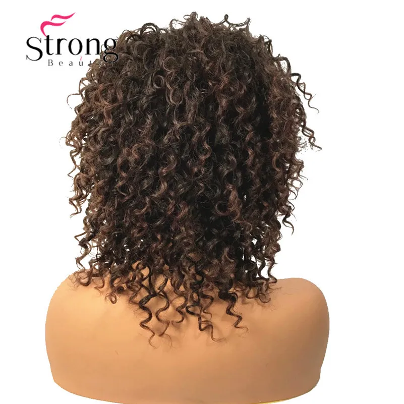 StrongBeauty короткие коричневые основные Омбре кудрявые афро Высокая Тепло ОК полный синтетический парик парики