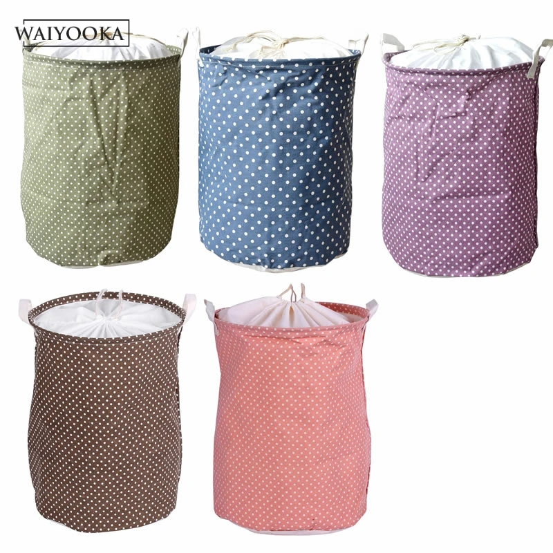Складная корзина для белья волновой точки хранения баррель стоячие игрушки