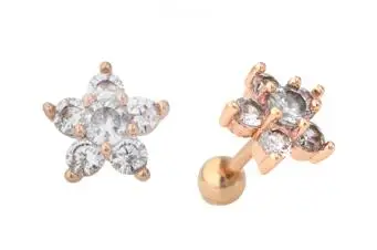star Shape 1 шт. 1,2*6 мм Сталь ушной раковины, пупка, серьги orelha из нержавеющей стали, CZ раковины лепестка серьги штангой Пирсинг, модные украшения - Окраска металла: star Shape