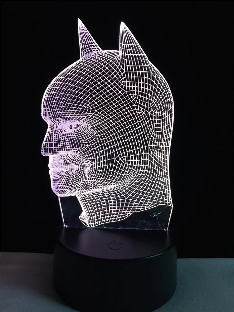 Человек-паук, железный человек, Халк, Бэтмен, Америка, капитан, 3D лампа, фильм, герой, домашний стол, декоративный USB иллюзия, Ночной светильник, детская игрушка, подарок