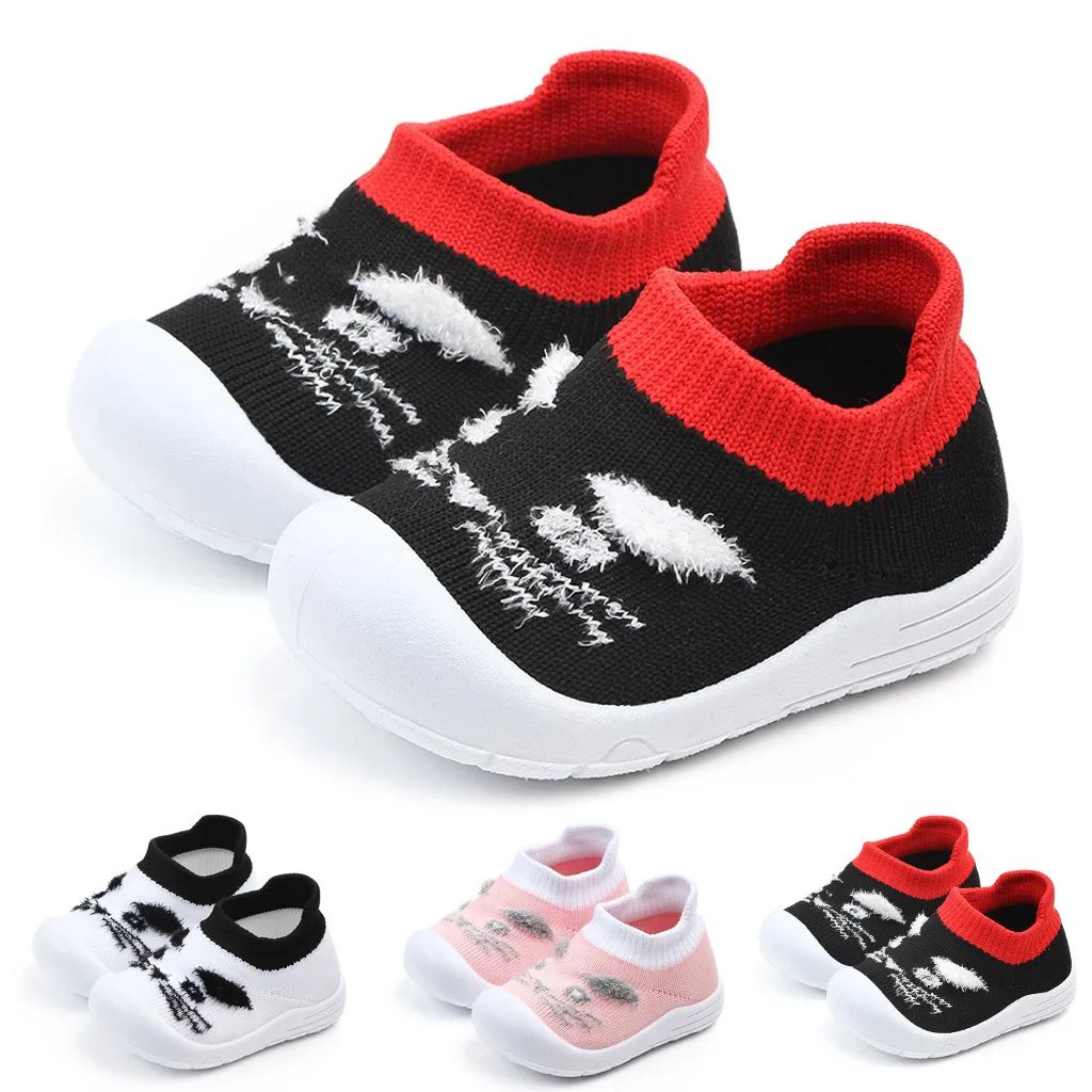 Обувь для маленьких мальчиков и девочек начинающих ходить с рисунком кота из