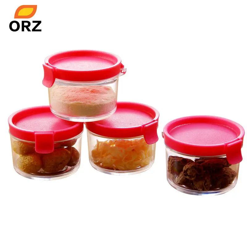 ORZ 4 шт пластиковая банка с коробка для хранения крышкой Органайзер канистра