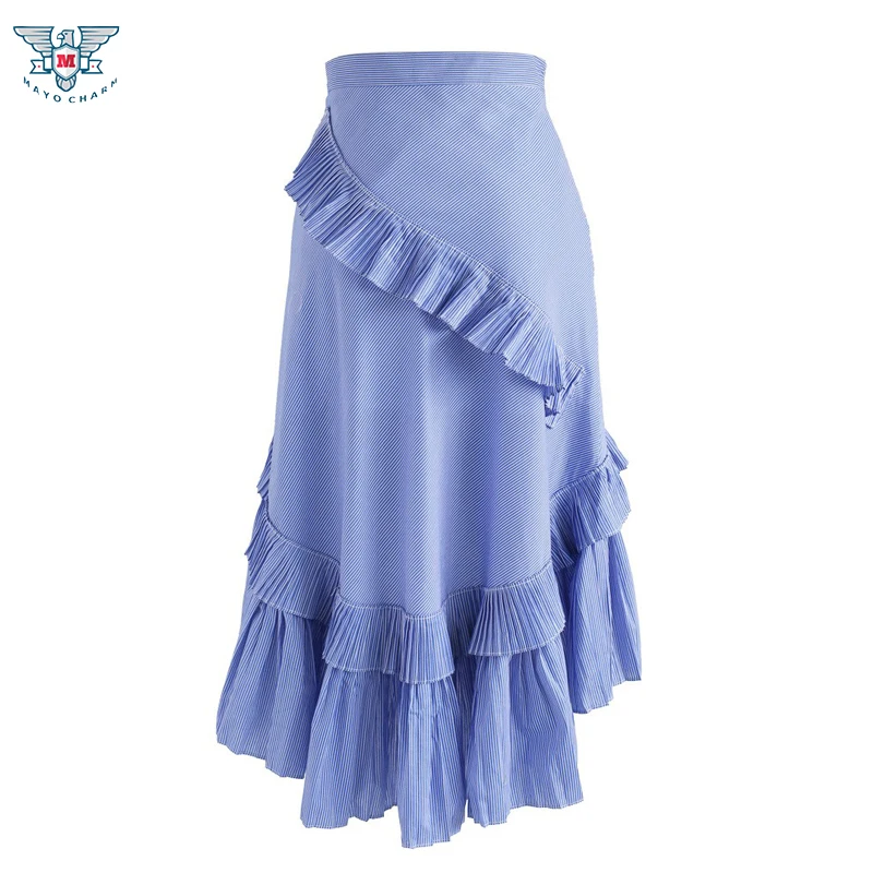 Пляжные юбки с высокой талией для женщин 2019 летняя многослойная юбка оборками