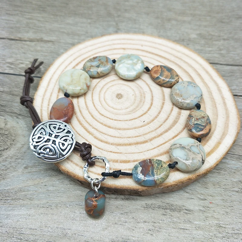 2018 Новый Стильный винтажный браслет из натурального камня богемный с узлом для